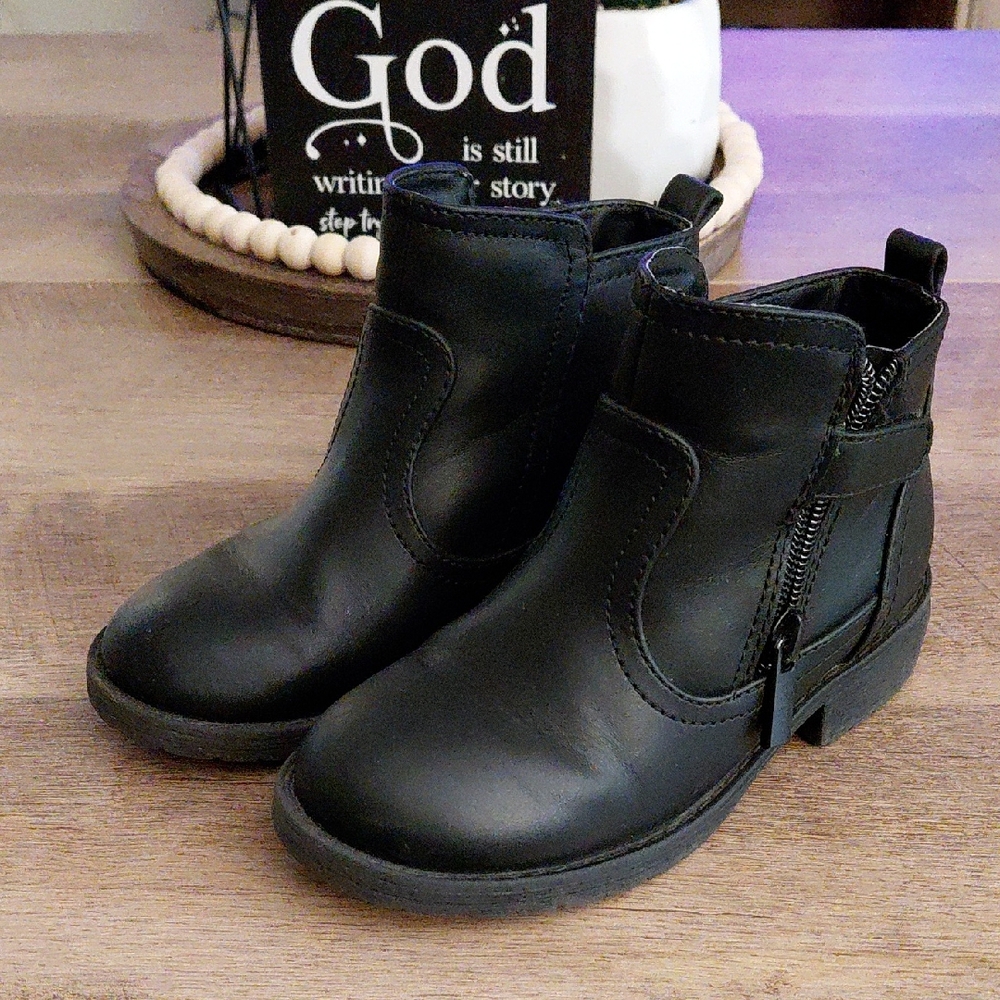 Wonder Nation Black Kids Boots with Zipper